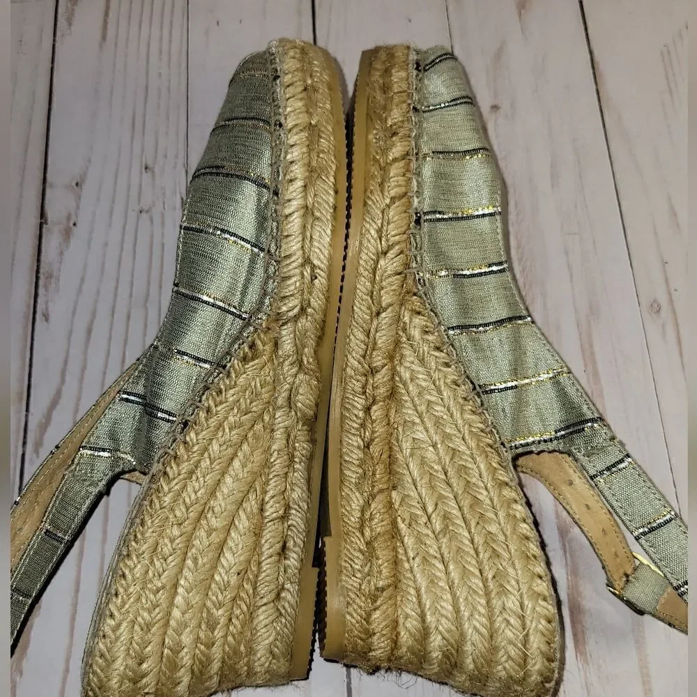 Toni Pons Metallic Stripe Espadrille Sandal Size 38